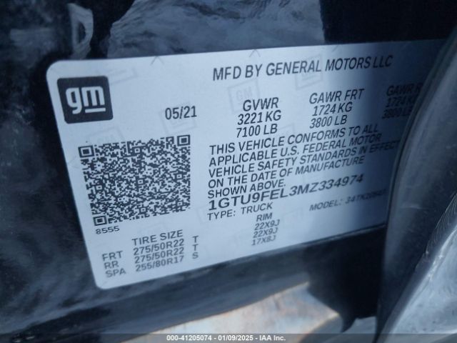 1GTU9FEL3MZ334974 GMC Sierra 1500 4wd  Short Box Denali
