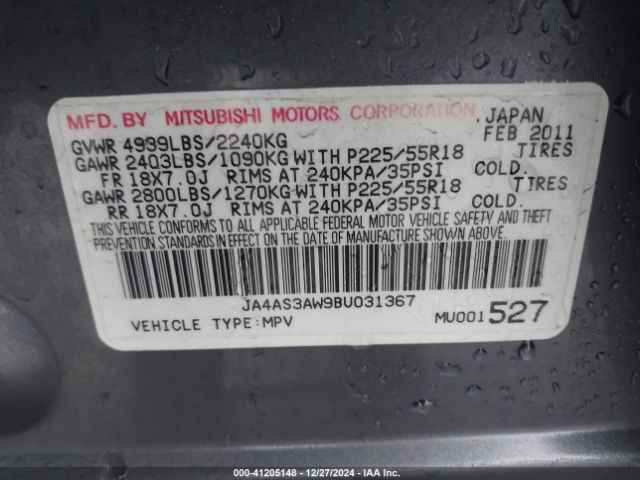 2011 MITSUBISHI OUTLANDER JA4AS3AW9BU031367 Photo 8