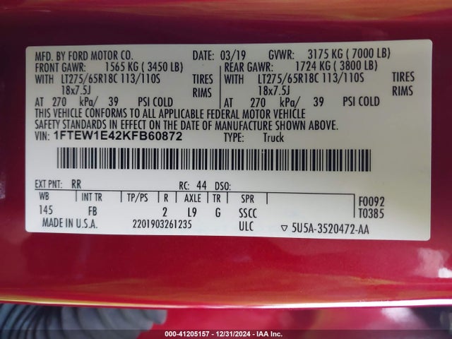 Ford F-150 Xlt 2019 1FTEW1E42KFB60872 Image 9