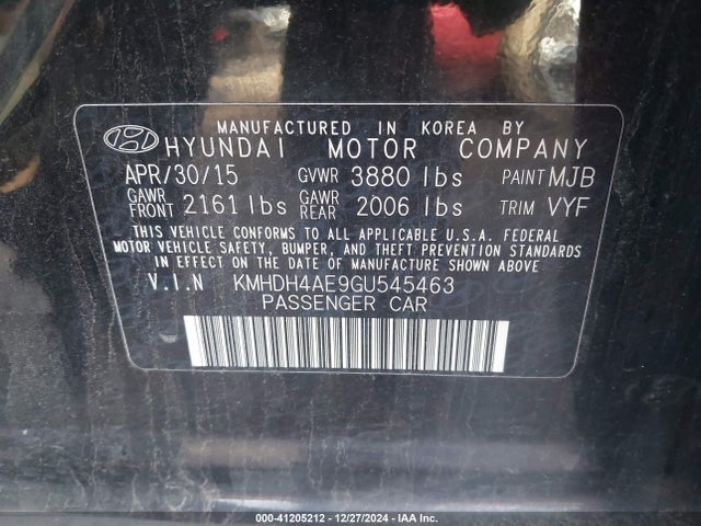 Hyundai ELANTRA SE 2016 KMHDH4AE9GU545463 Image 9