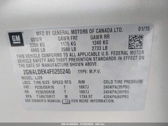 2GNALDEK4F6255240 Chevrolet Equinox Ltz