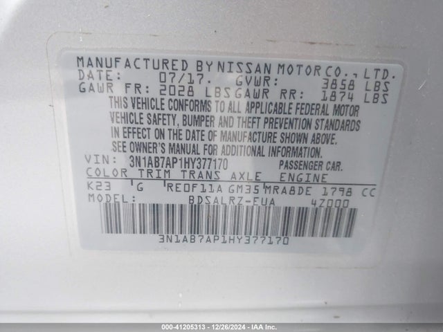 Nissan SENTRA SR 2017 3N1AB7AP1HY377170 Image 9
