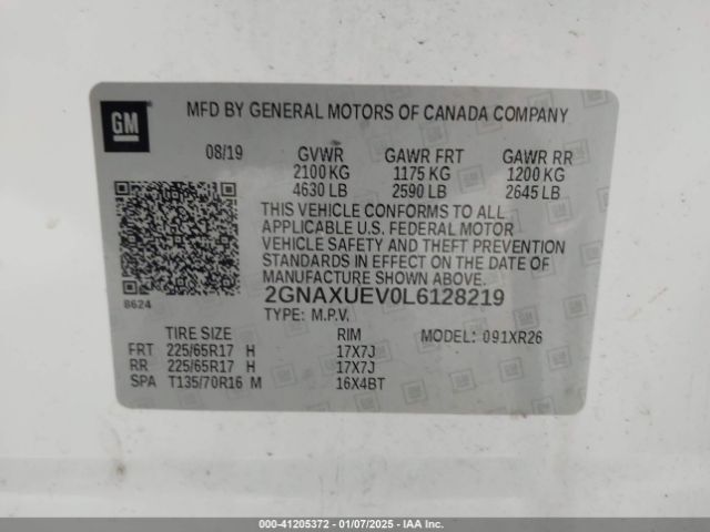 2GNAXUEV0L6128219 Chevrolet Equinox Awd Lt 1.5l Turbo