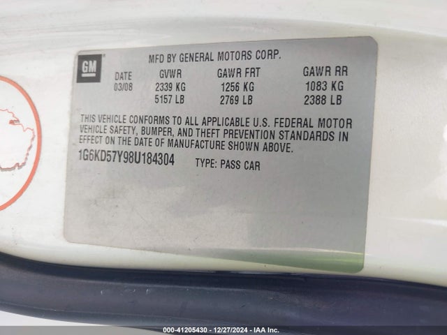 2008 CADILLAC DTS 1G6KD57Y98U184304 Photo 8
