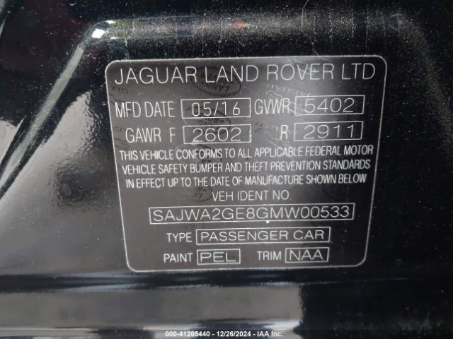 SAJWA2GE8GMW00533 Jaguar Xj Xjl Supercharged
