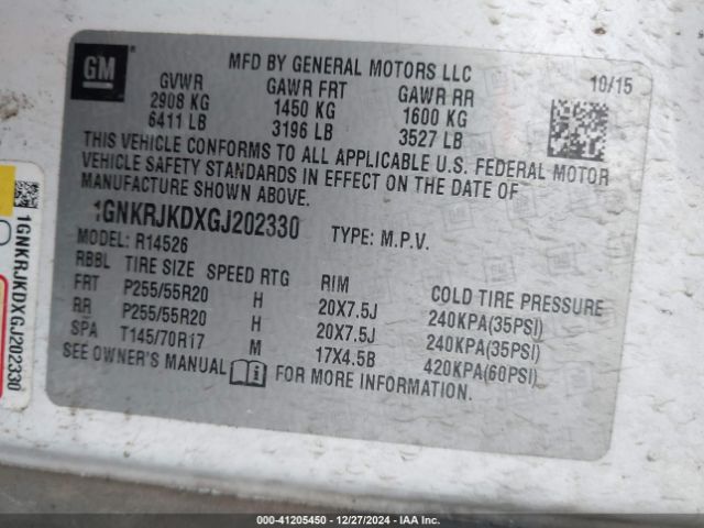1GNKRJKDXGJ202330 Chevrolet Traverse Ltz