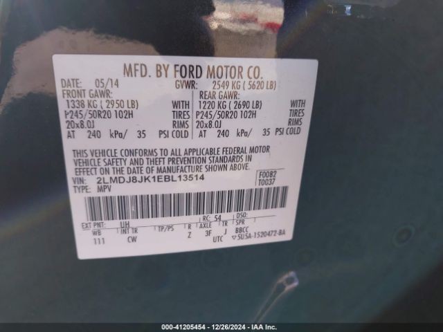 2LMDJ8JK1EBL13514 Lincoln MKX
