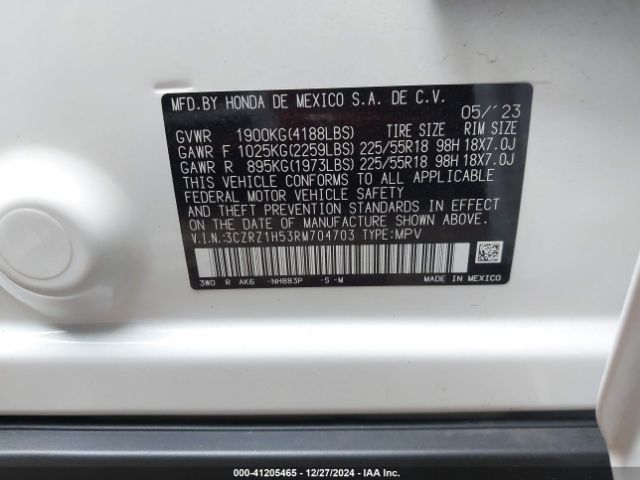3CZRZ1H53RM704703 Honda Hr-v 2wd Sport/2wd Sport W/o Bsi