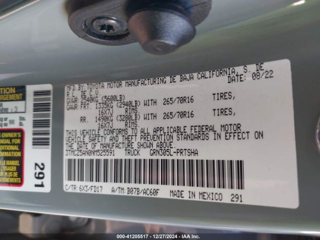 3TMCZ5AN0NM525591 Toyota Tacoma Trd Off Road