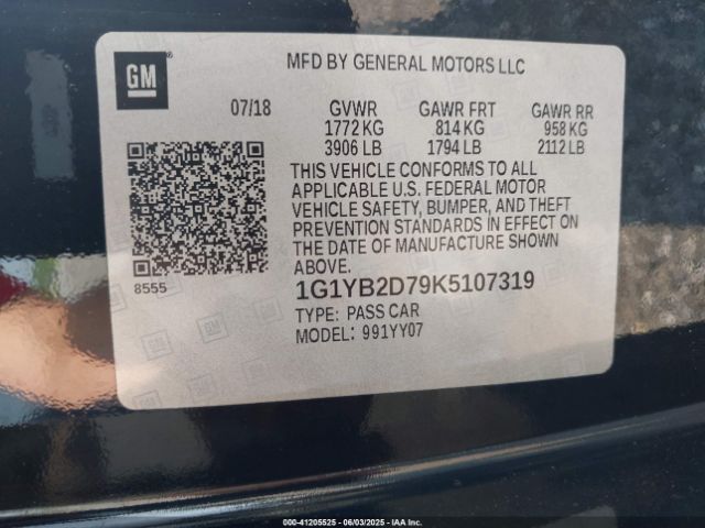 2019 CHEVROLET CORVETTE 1G1YB2D79K5107319 Photo 8