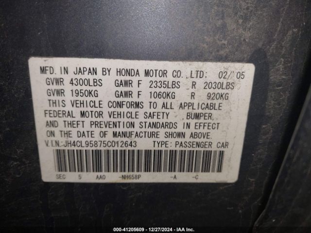 2005 ACURA TSX JH4CL95875C012643 Photo 8