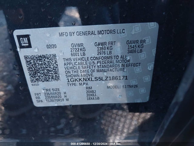 2020 Gmc Acadia Awd Denali მანქანა იყიდება აუქციონზე, vin: 1GKKNXLS5LZ186171, აუქციონის ნომერი: 41205658