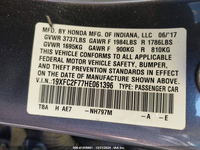 19XFC2F77HE061396 Honda CIVIC EX