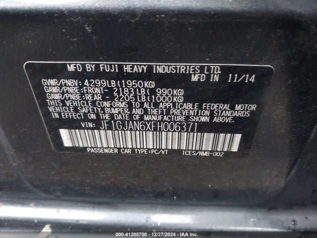 JF1GJAN6XFH006371 Subaru Impreza 2.0i Limited