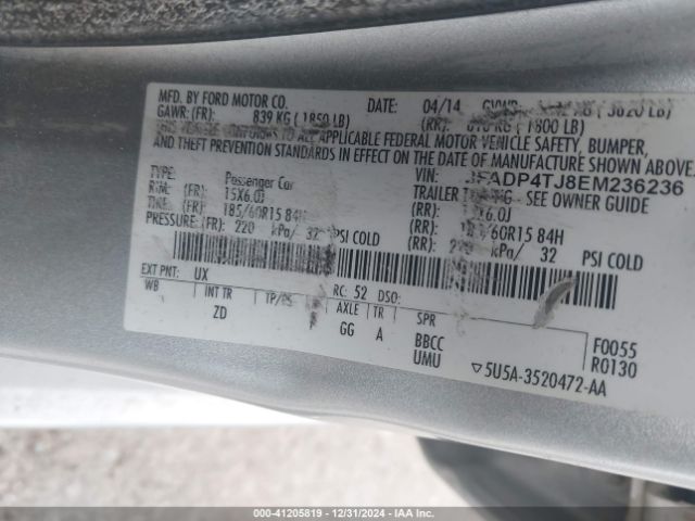 3FADP4TJ8EM236236 Ford FIESTA S