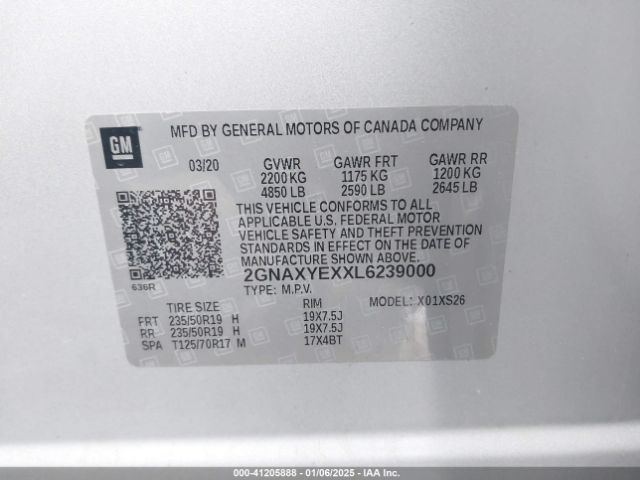 2020 CHEVROLET EQUINOX 2GNAXYEXXL6239000 Photo 8