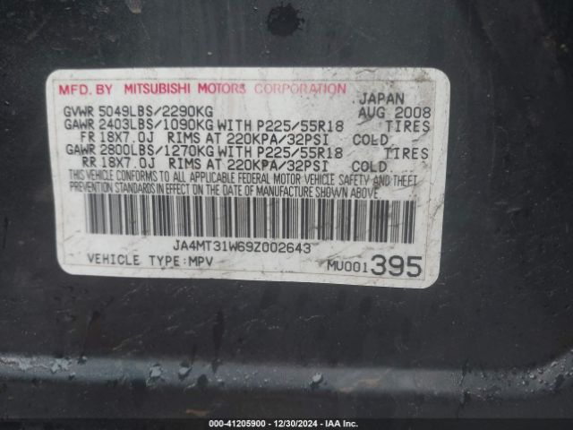 2009 MITSUBISHI OUTLANDER JA4MT31W69Z002643 Photo 8