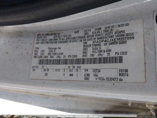 3FADP4CJXEM207059 Ford Fiesta Titanium