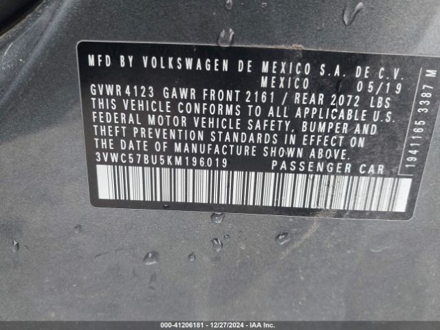 3VWC57BU5KM196019 Volkswagen Jetta 1.4t R-line/1.4t S/1.4t Se