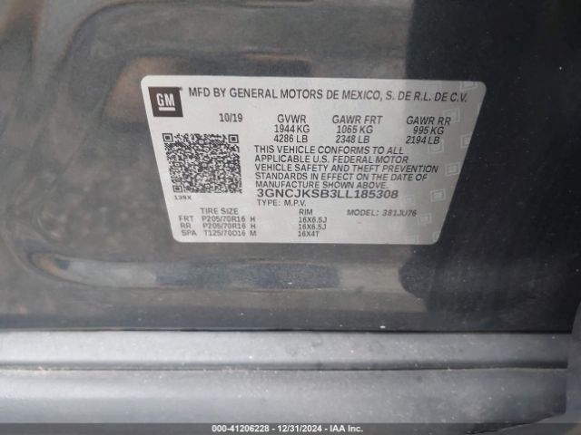 3GNCJKSB3LL185308 Chevrolet Trax Fwd Ls