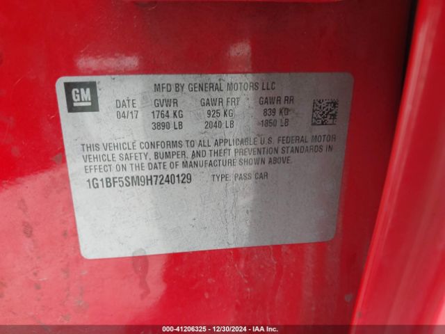 1G1BF5SM9H7240129 Chevrolet Cruze Premier Auto