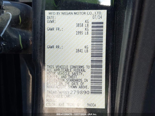 Nissan SENTRA SR 2014 3N1AB7AP0EY279890 Image 9
