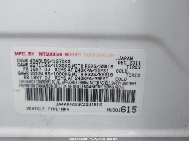 2012 MITSUBISHI OUTLANDER SPORT JA4AR4AU3CZ004816 Photo 8