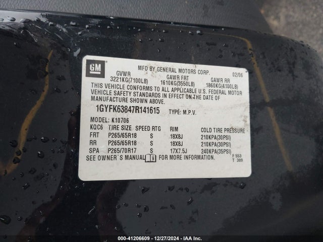 2007 CADILLAC ESCALADE 1GYFK63847R141615 Photo 8