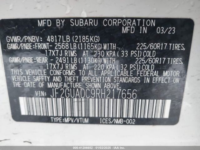 JF2GUADC9RH217656 Subaru Crosstrek Premium