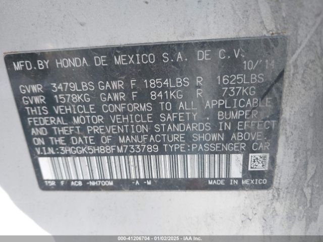 3HGGK5H88FM733789 Honda Fit Ex/ex-l