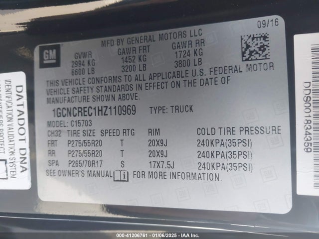 1GCNCREC1HZ110969 Chevrolet Silverado 1500 1lt