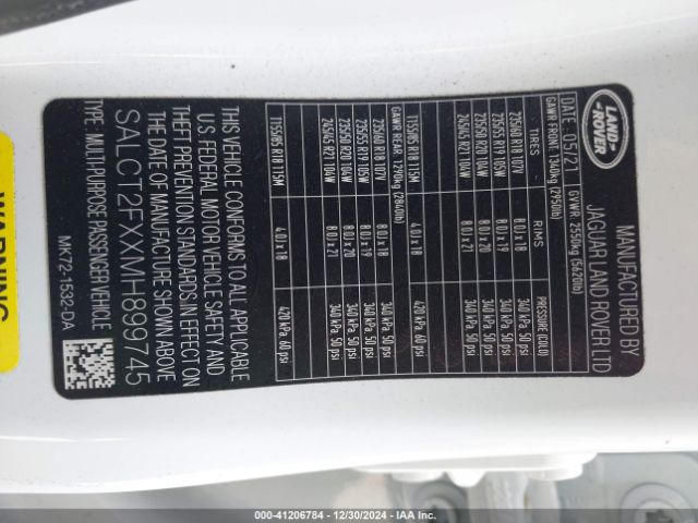 SALCT2FXXMH899745 Land Rover Discovery Sport S R-dynamic