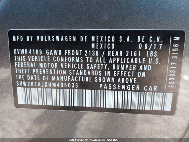 Volkswagen Jetta 1.4t S 2017 3VW2B7AJXHM405033 Image 9