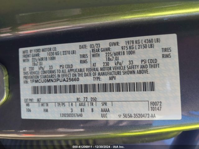 1FMCU0MN3PUA25660 Ford Escape St-line