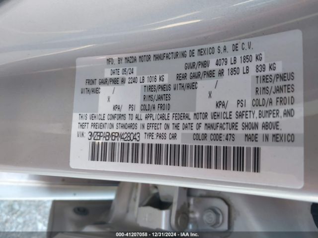 3MZBPABM6RM428043 Mazda Mazda3 2.5 S Select Sport