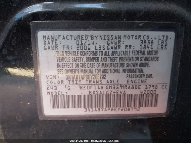 3N1AB7AP8EY208792 Nissan SENTRA SL