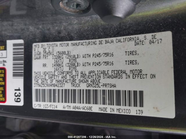 3TMAZ5CNXHM042327 Toyota Tacoma Sr5 V6