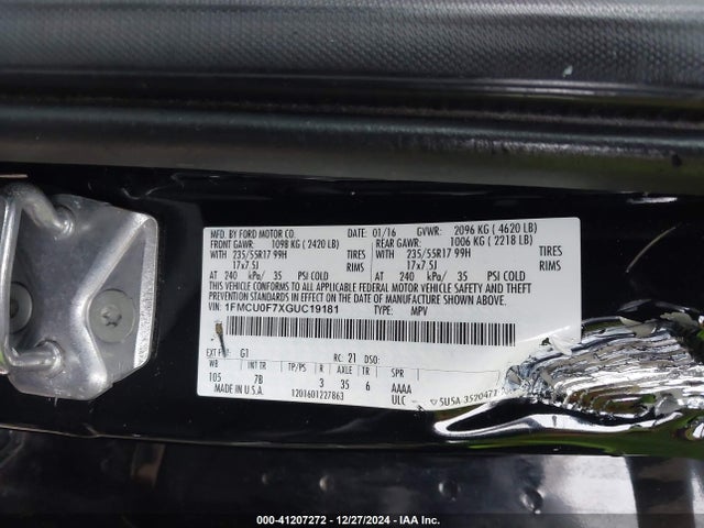Ford ESCAPE S 2016 1FMCU0F7XGUC19181 Image 9
