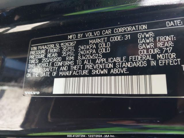 YV4A22RL5L1526367 Volvo Xc60 T6 Inscription