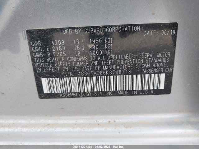 4S3GTAB66K3748718 Subaru 2019