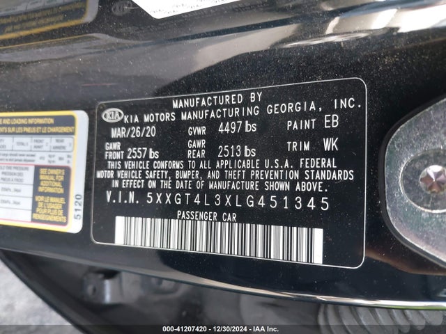 KIA Optima Lx 2020 5XXGT4L3XLG451345 Image 9