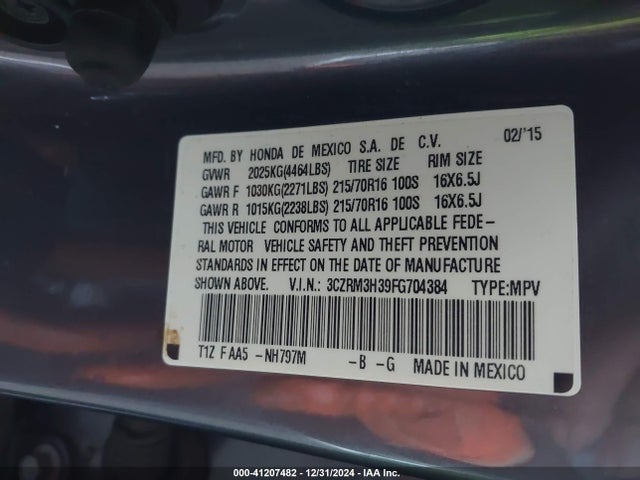 Honda CR-V LX 2015 3CZRM3H39FG704384 Image 9
