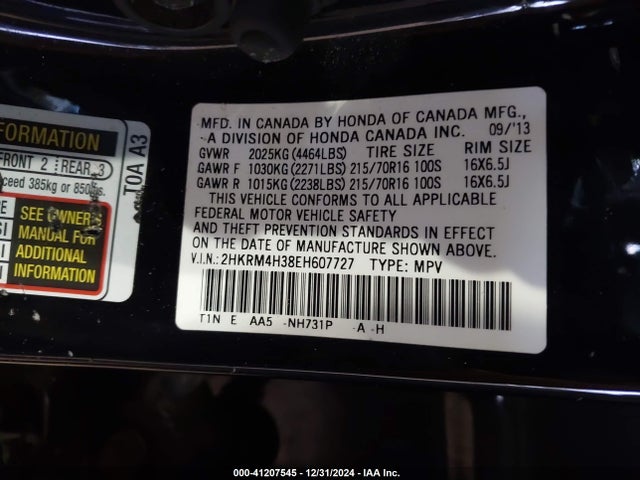 Honda CR-V LX 2014 2HKRM4H38EH607727 Image 9