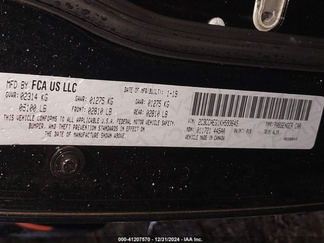 2C3CCAEG1KH593645 Chrysler 300 Limited