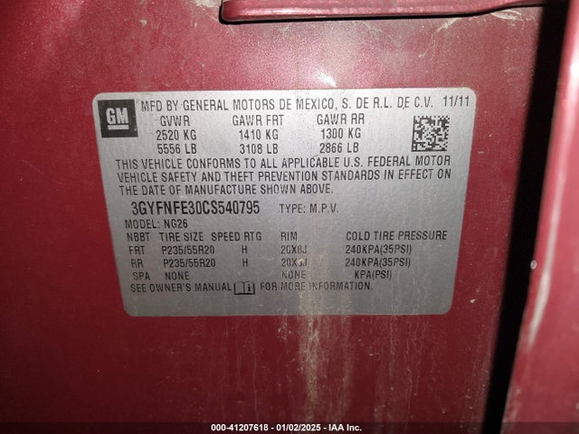2012 CADILLAC SRX 3GYFNFE30CS540795 Photo 8