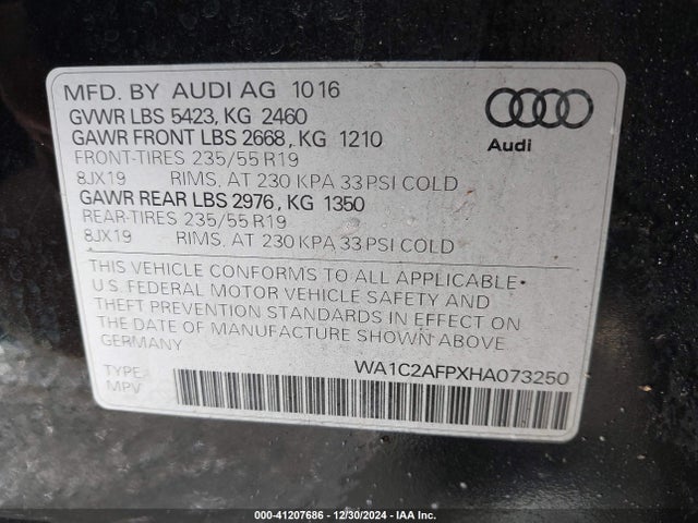 WA1C2AFPXHA073250 Audi Q5 2.0t Premium