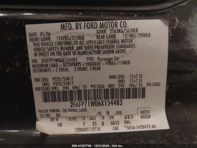 2006 FORD CROWN VICTORIA 2FAFP71W06X154483 Photo 8