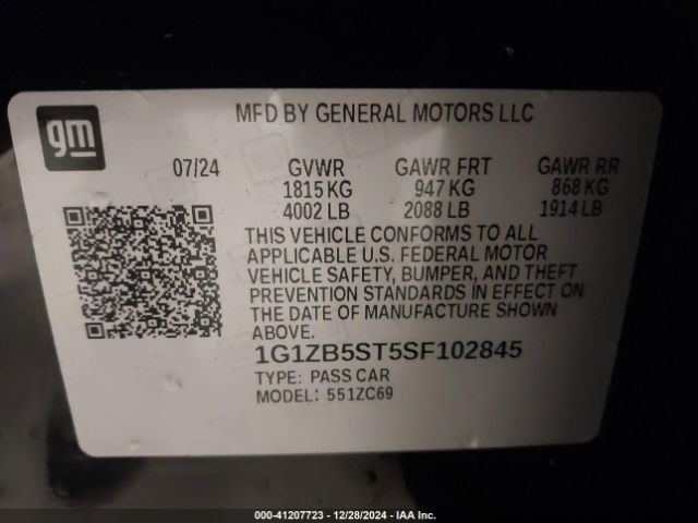 1G1ZB5ST5SF102845 Chevrolet Malibu Fwd Ls