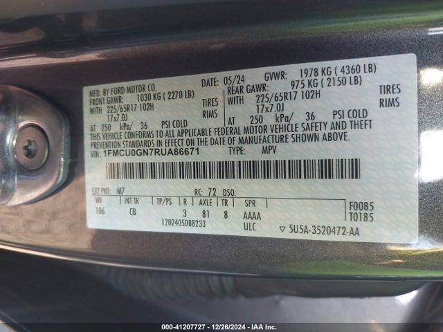 Ford Escape Active 2024 1FMCU0GN7RUA86671 Image 9