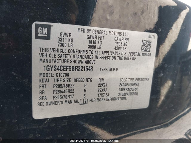 2011 CADILLAC ESCALADE 1GYS4CEF5BR321648 Photo 8